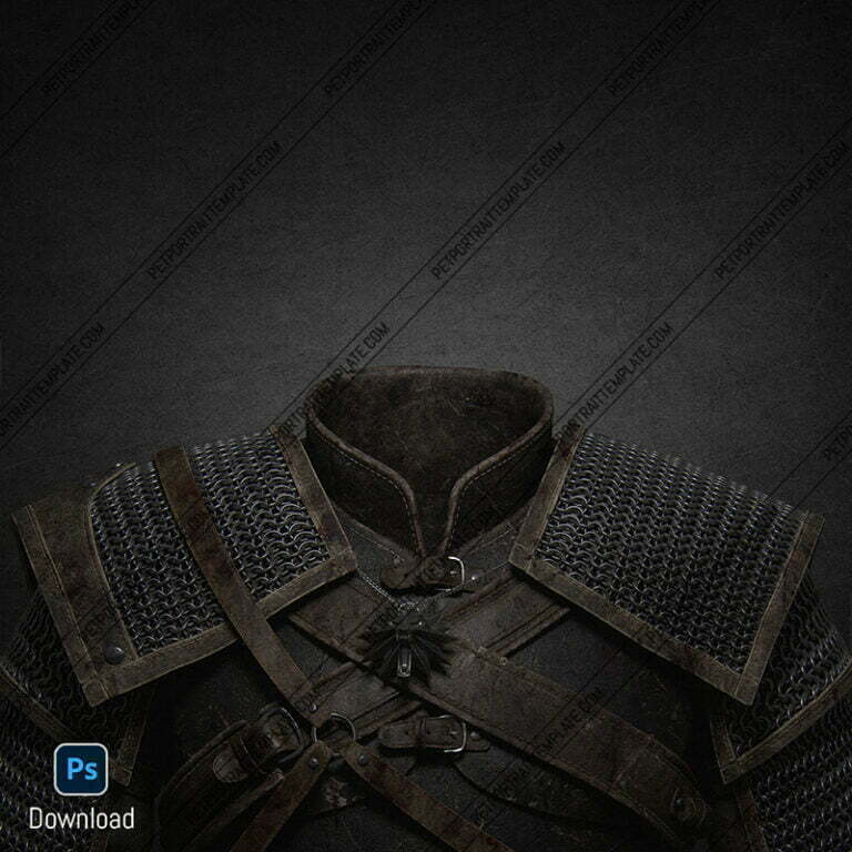 Pet Portrait Template Vintage Armor Outfit PSD File Pet Portrait