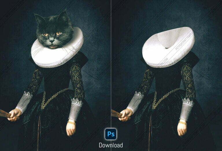 royal-pet-portrait-template-free-queen-wearing-jewelry-psd