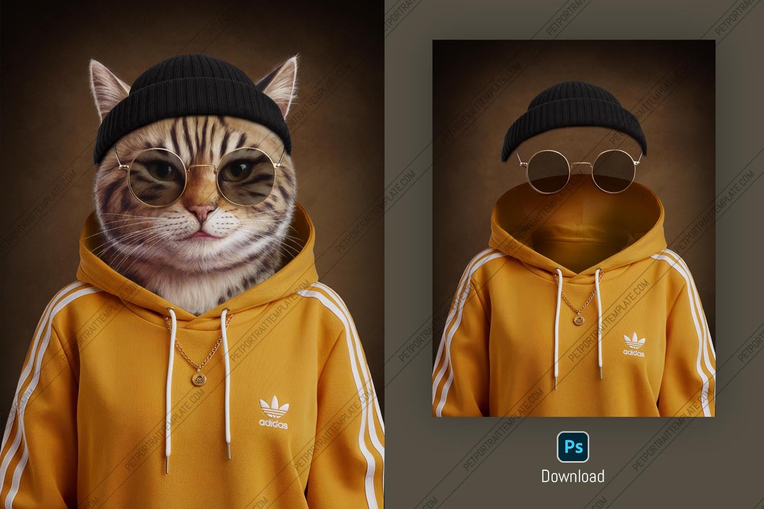 Modern Pet Portrait PSD Template - Editable Digital Download for Custom Pet Art